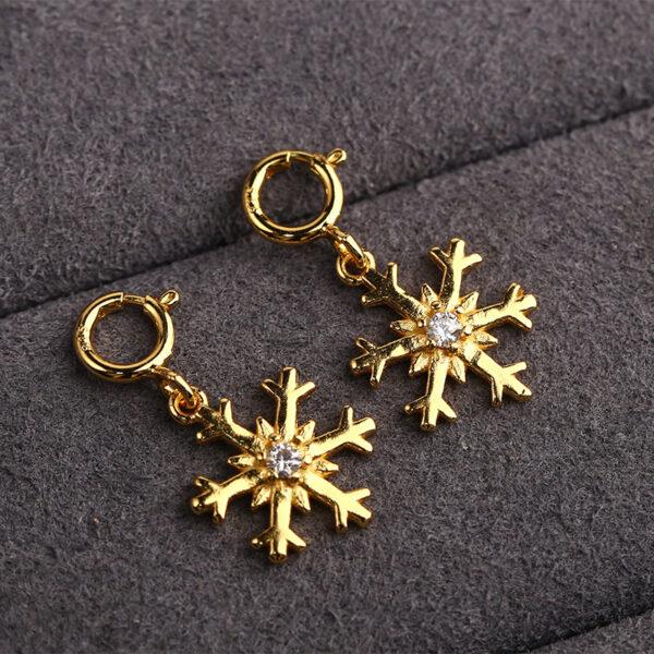 snowflake charm, golden snowflake bead, s925 sterling silver, silver bead, golden snowflake, golden bead, gild charm