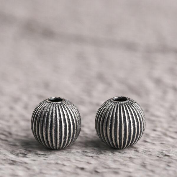 round bead, lantern bead, spacer bead, s925 sterling silver, silver bead, oxidized silver bead