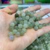 nephrite bead, half drilled bead, earring bead,ring bead, round jade bead, green bead, high quality bead,genuine bead, natural bead