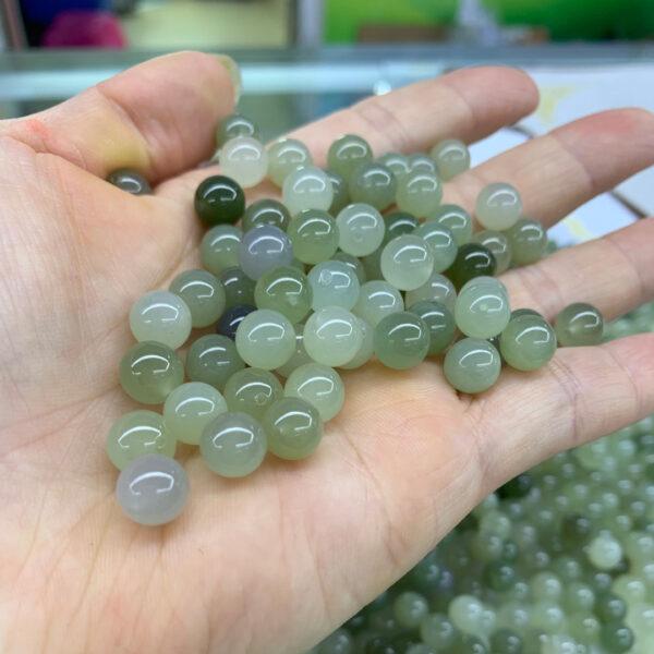 nephrite bead, half drilled bead, earring bead,ring bead, round jade bead, green bead, high quality bead,genuine bead, natural bead