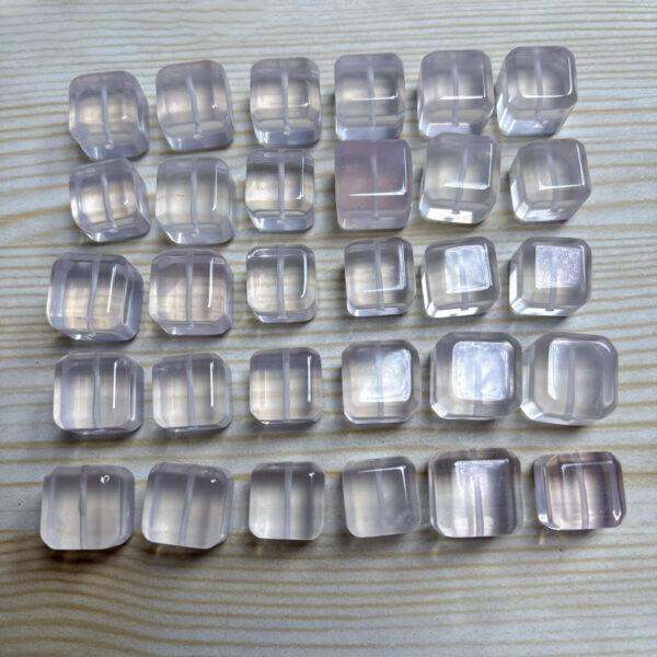 genuine natural rose quartz bead, quartz bead, pink bead, clear bead, cube bead