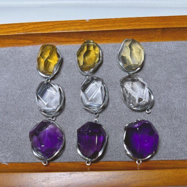genuine natural amethyst bead, citrine bead, quartz bead, clear bead, yellow bead, purple bead, polyhedron bead