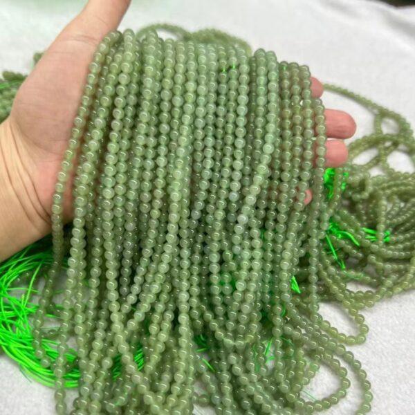 nephrite bead, round bead, whole strand bead, green bead, jade bead, high quality bead, genuine bead, natural bead