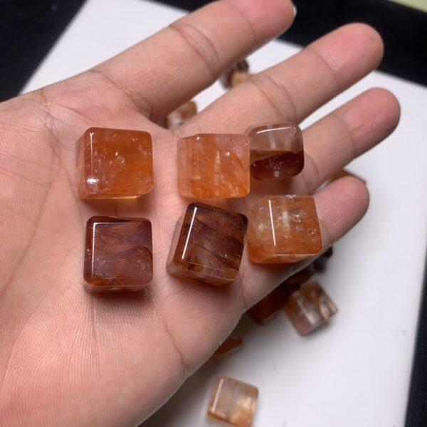 genuine natural red hematoid quartz bead, quartz bead, red bead, cube bead