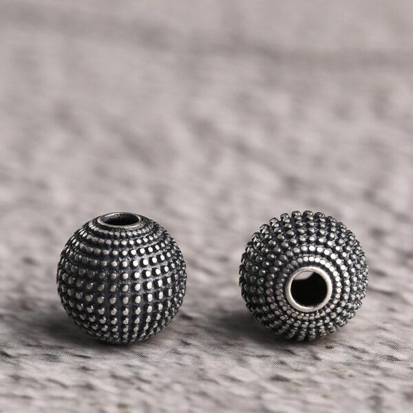 round bead, spot pattern bead, spacer bead, s925 sterling silver, silver bead, oxidized silver bead