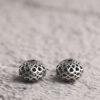 oval bead, hollow flower bead, spacer bead, s925 sterling silver, silver bead, oxidized silver bead