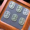 nephrite bead, rectangle bead, 平安 bead, hollow bead, jade bead, green bead, high quality bead, genuine bead, natural bead