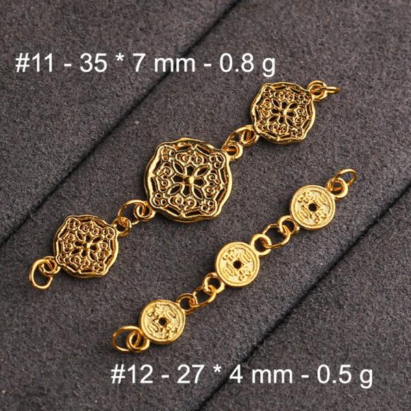 flower chain extension, hollow bead, s925 sterling silver, silver bead, golden bead, gild findings - Image 9
