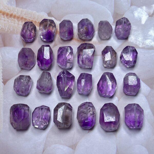 genuine natural amethyst rutilated quartz, Super 7 bead, quartz bead, clear bead, purple bead, irregular bead, polyhedron bead - Image 2