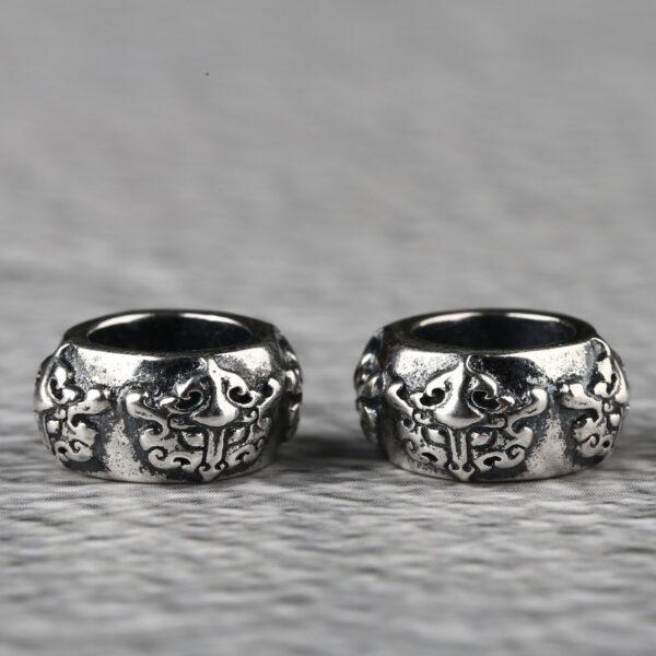 ring bead, beast pattern bead, spacer bead, s925 sterling silver, silver bead, oxidized silver bead - Image 2