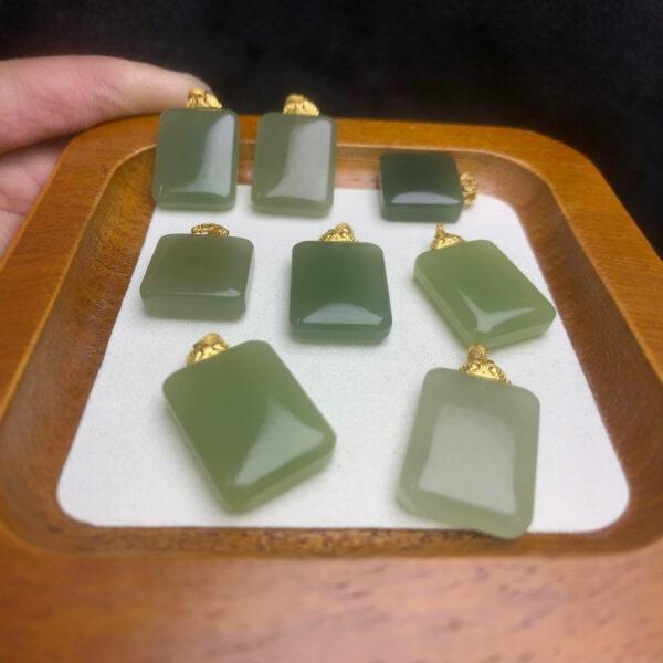 nephrite charm, rectangle charm, simple charm, jade charm, green bead, high quality bead, genuine bead, natural bead - Image 2