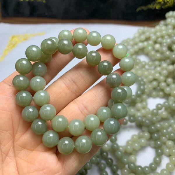round beaded bracelet, nephrite bracelet, jade bracelet, green bracelet, genuine natural bracelet - Image 2