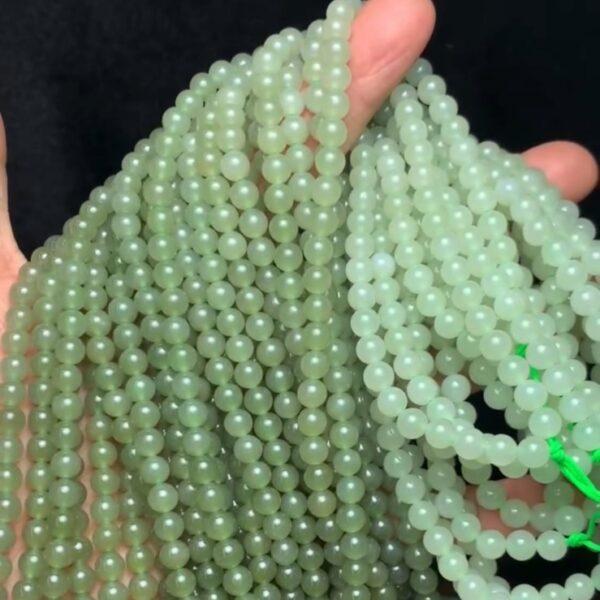 nephrite bead, round bead, whole strand bead, gradient green bead, clear bead, jade bead, high quality bead, genuine bead, natural bead - Image 3