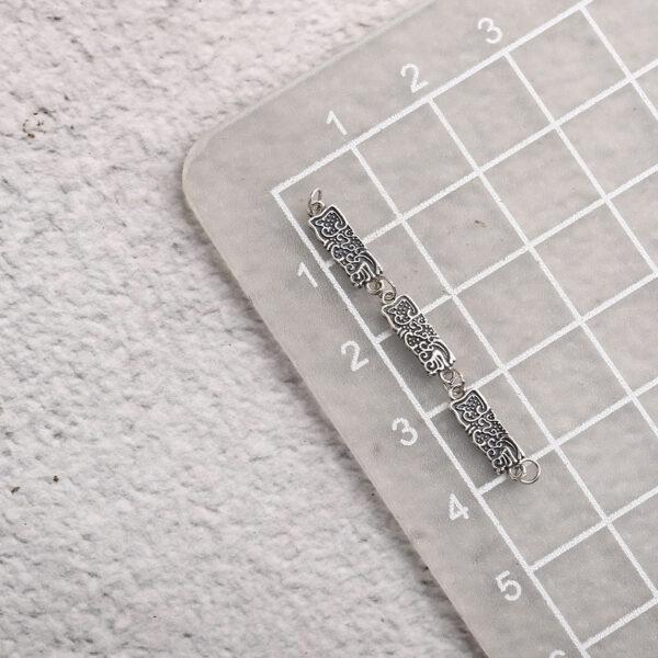 rectangle chain bead, cloud pattern bead, connector bead, spacer bead, s925 sterling silver, silver findings - Image 2