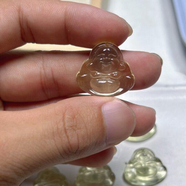 genuine natural citrine charm, clear charm, light yellow charm, citrine buddha, buddha charm - Image 2