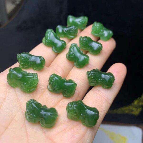nephrite charm, pixiu charm, pixiu bead, jade charm, green bead, high quality bead, genuine bead, natural bead - Image 2