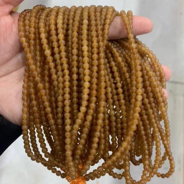 nephrite bead, round bead, whole strand bead, brown bead, caramel bead, clear bead, jade bead, high quality bead, genuine bead, natural bead - Image 2