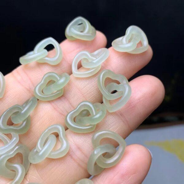 nephrite bead, heart bead, double hearts bead, jade bead, green bead, high quality bead, genuine bead, natural bead - Image 2
