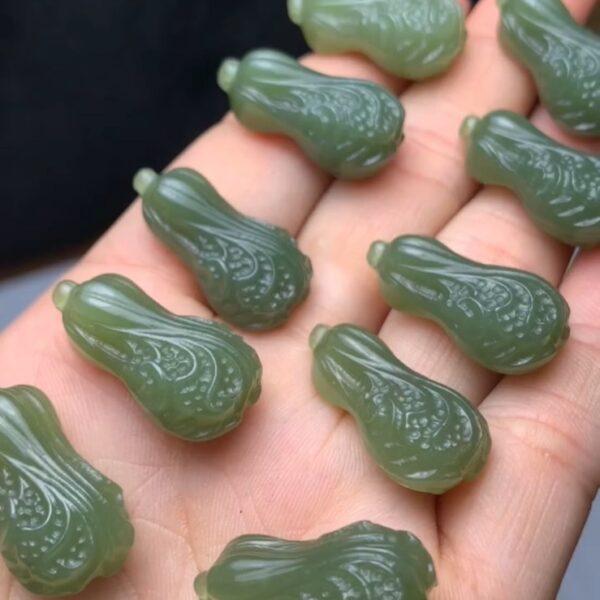 nephrite charm, Chinese cabbage charm, jade charm, green bead, high quality bead, genuine bead, natural bead - Image 2