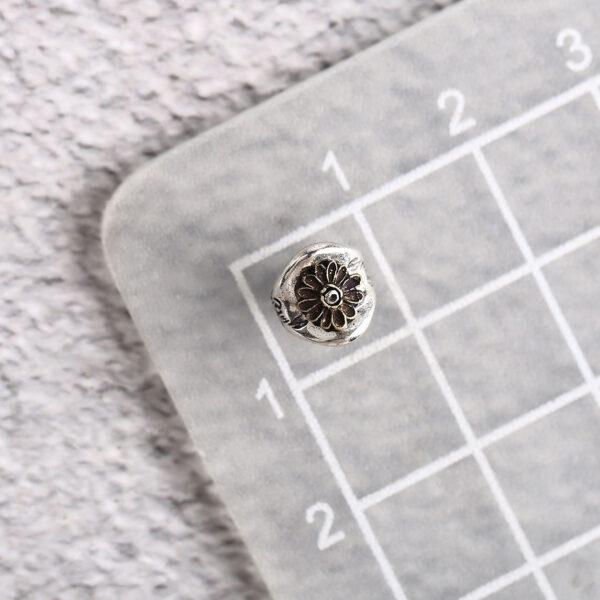 ring bead, chrysanthemum flower bead, spacer bead, s925 sterling silver, silver bead, oxidized silver bead - Image 2