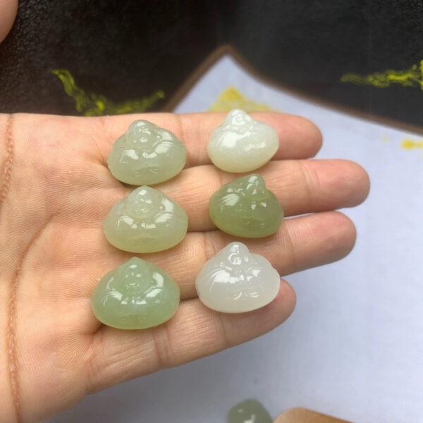 nephrite charm, Buddha charm, Maitreya Buddha, jade charm, green bead, high quality bead, genuine bead, natural bead - Image 2
