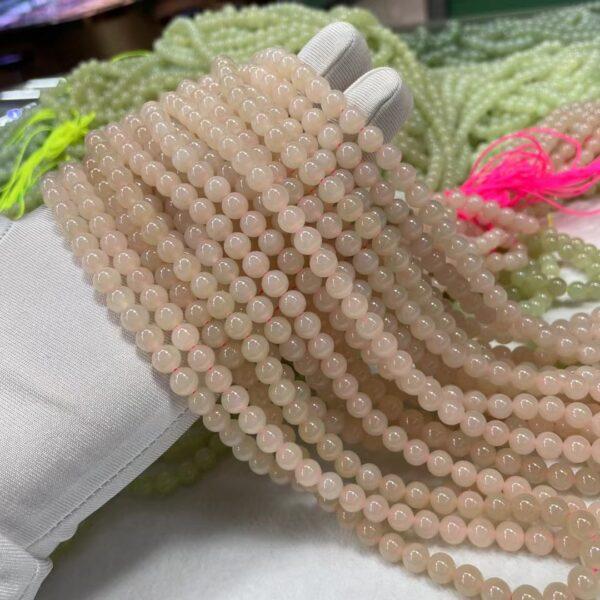 nephrite bead, round bead, whole strand bead, pink bead, jade bead, high quality bead, genuine bead, natural bead - Image 2