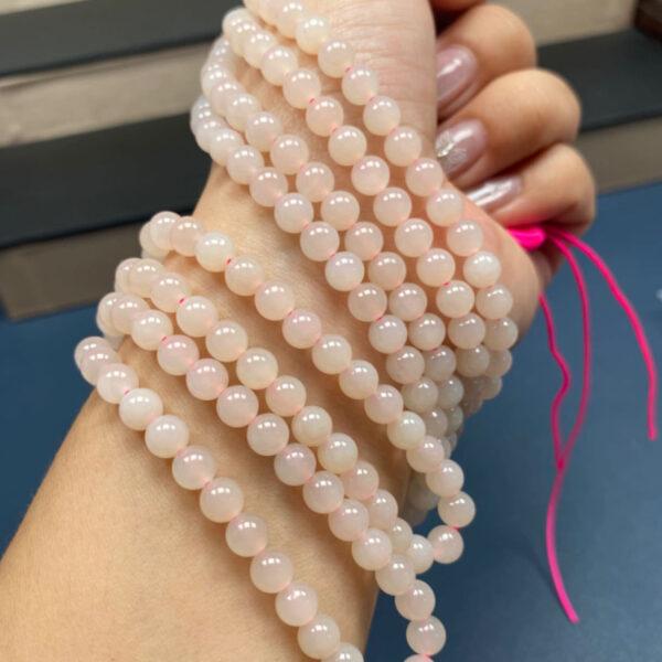 nephrite bead, round bead, whole strand bead, pink bead, jade bead, high quality bead, genuine bead, natural bead - Image 2