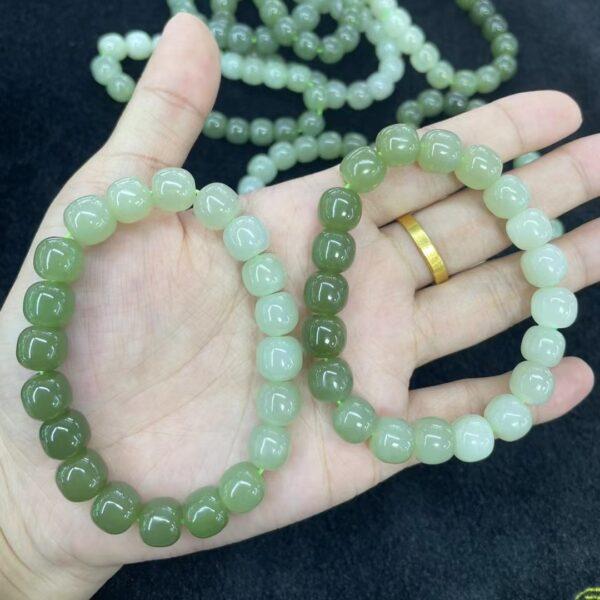 drum beaded bracelet, nephrite bracelet, jade bracelet, gradient green bracelet, genuine natural bracelet - Image 2