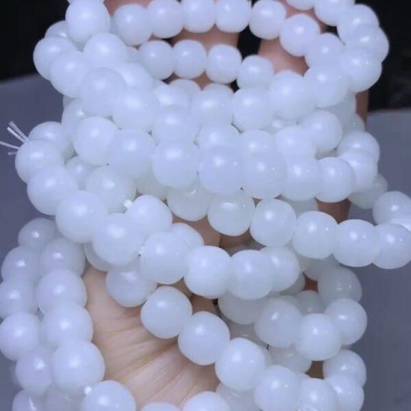 drum beaded bracelet, nephrite bracelet, jade bracelet, white bracelet, genuine natural bracelet - Image 2