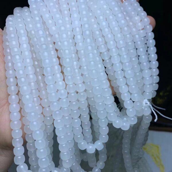 nephrite bead, drum bead, whole strand bead, white bead, jade bead, high quality bead, genuine bead, natural bead - Image 2