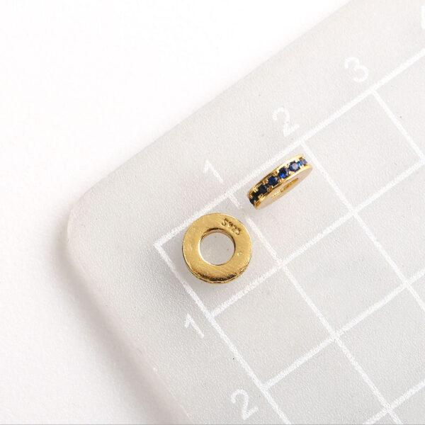 rondelle bead, ring bead, zircon bead, s925 sterling silver, silver bead, golden bead, gild bead - Image 2
