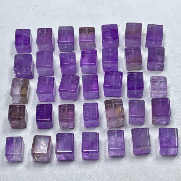 genuine natural amethyst bead, amethyst bead, purple bead, cube bead - Image 2