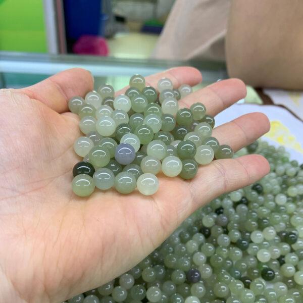 nephrite bead, half drilled bead, earring bead,ring bead, round jade bead, green bead, high quality bead,genuine bead, natural bead - Image 2