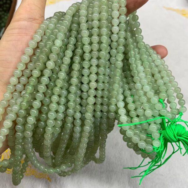 nephrite bead, round bead, whole strand bead, light green bead, jade bead, high quality bead, genuine bead, natural bead - Image 2