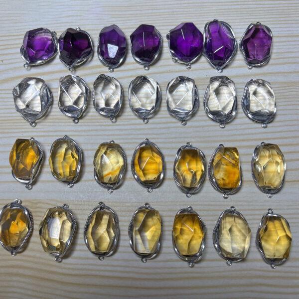 genuine natural amethyst bead, citrine bead, quartz bead, clear bead, yellow bead, purple bead, polyhedron bead - Image 2