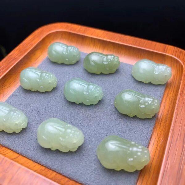 nephrite charm, pixiu charm, animal bead, jade bead, green bead, high quality bead, genuine bead, natural bead - Image 2