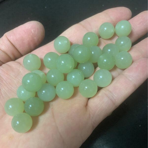 nephrite bead, half drilled bead, earring bead,ring bead, charm bead, round jade bead, green bead, high quality bead,genuine bead, natural bead - Image 2