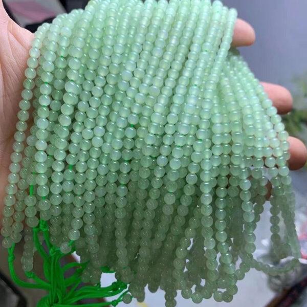 nephrite bead, round bead, whole strand bead, light green bead, jade bead, high quality bead, genuine bead, natural bead - Image 2