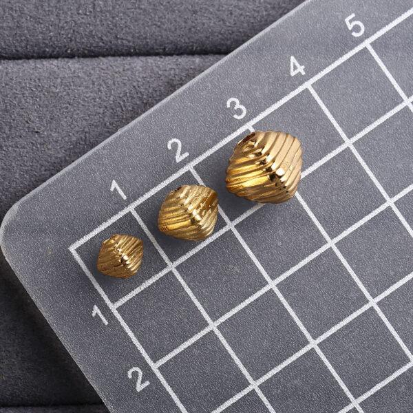 triangle bead, line pattern bead, spacer bead, s925 sterling silver, golden bead, gild bead - Image 2