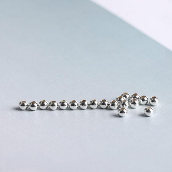 round bead, s925 sterling silver, silver bead, bright silver bead - Image 2