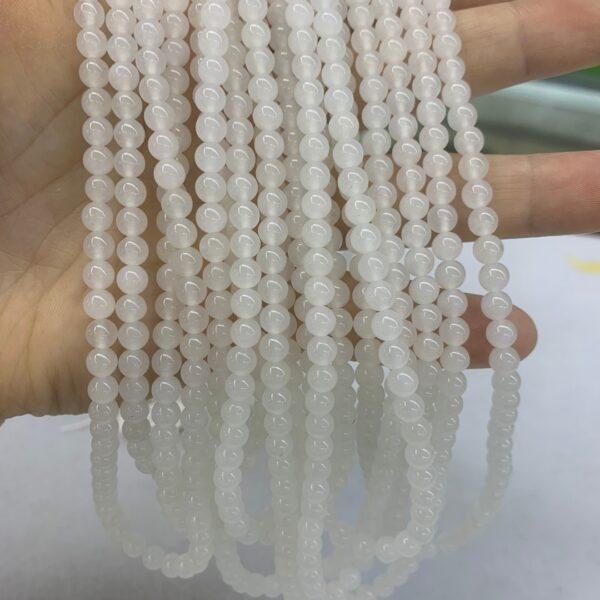 nephrite bead, round bead, whole strand bead, white bead, jade bead, high quality bead, genuine bead, natural bead - Image 2