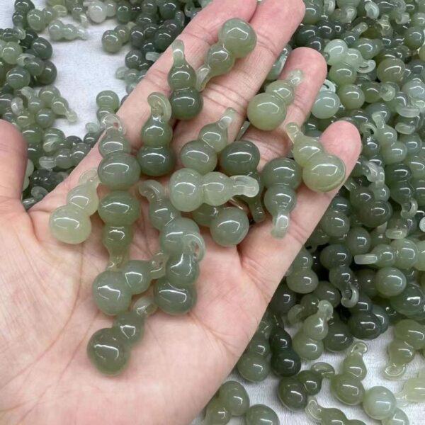 nephrite charm, gourd charm, jade bead, green bead, high quality bead, genuine bead, natural bead - Image 2