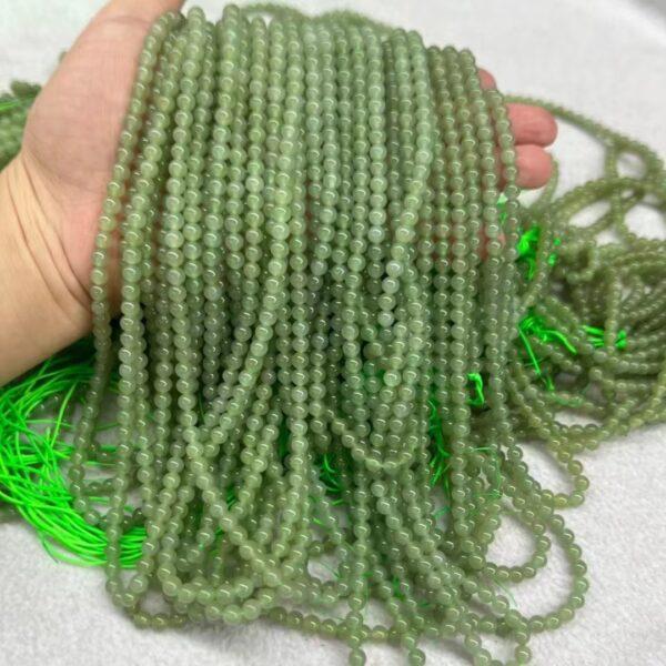 nephrite bead, round bead, whole strand bead, green bead, jade bead, high quality bead, genuine bead, natural bead - Image 2