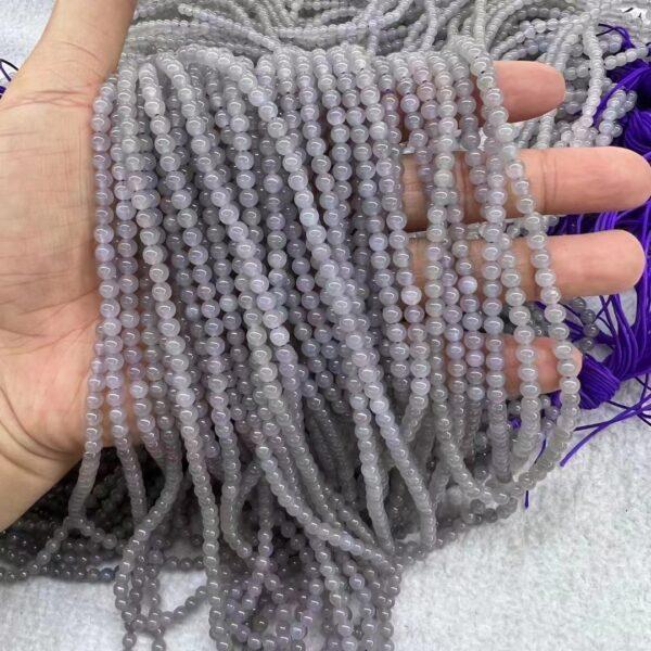 nephrite bead, round bead, whole strand bead, light purple bead, jade bead, high quality bead, genuine bead, natural bead - Image 2