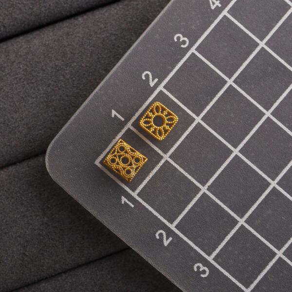 rectangle bead, hollow bead, flower bead, spacer bead, s925 sterling silver, golden bead, gild bead - Image 2