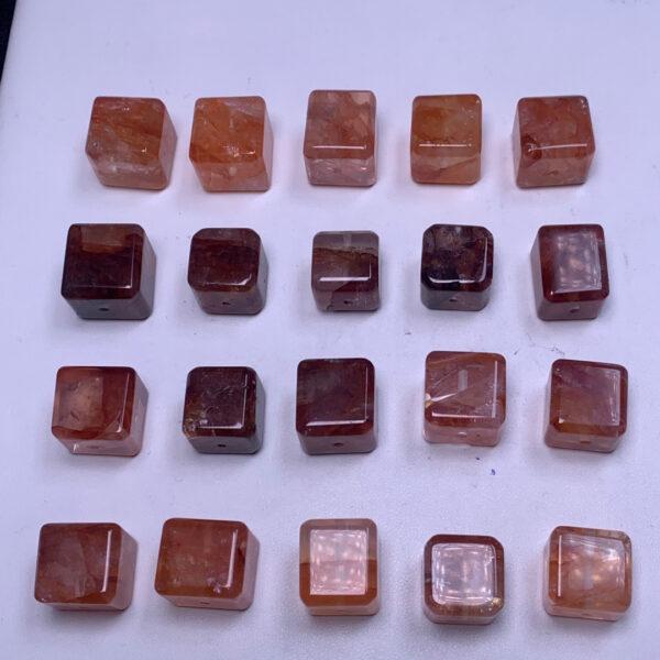 genuine natural red hematoid quartz bead, quartz bead, red bead, cube bead - Image 2