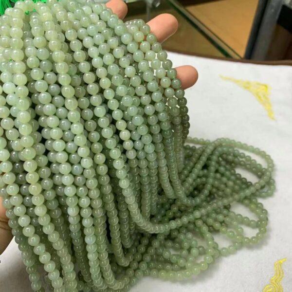 nephrite bead, round bead, whole strand bead, green bead, jade bead, high quality bead, genuine bead, natural bead - Image 2