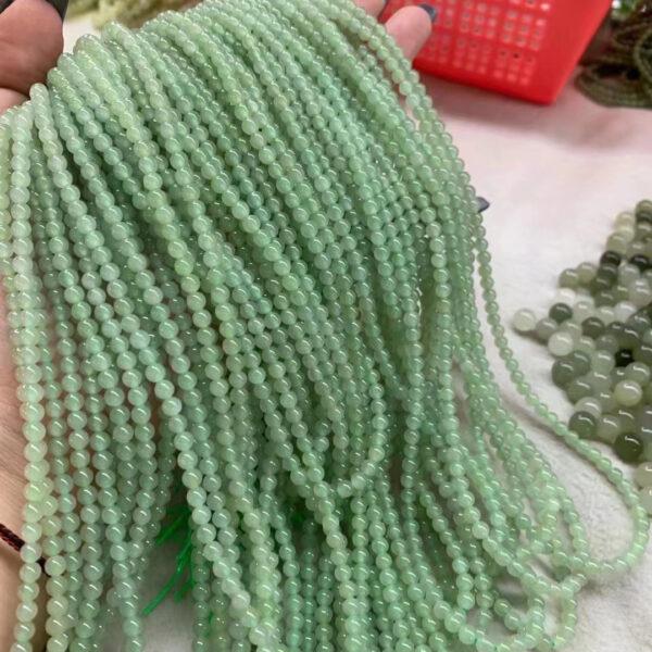 nephrite bead, round bead, whole strand bead, green bead, jade bead, high quality bead, genuine bead, natural bead - Image 2