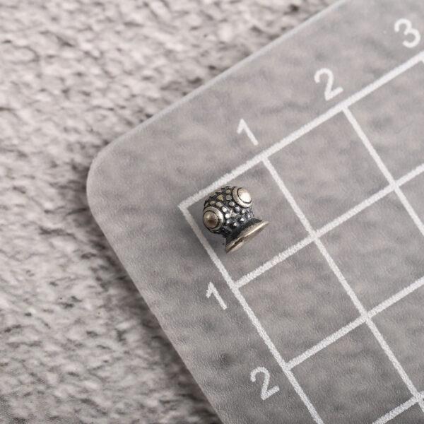 drum bead, spots pattern bead, spacer bead, s925 sterling silver, silver bead, oxidized silver bead - Image 2