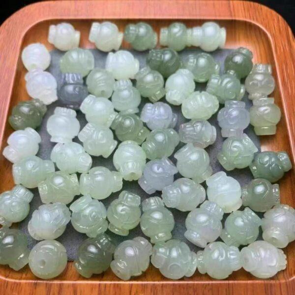 nephrite bead, lantern bead, flower pattern bead, jade bead, green bead, high quality bead, genuine bead, natural bead - Image 2